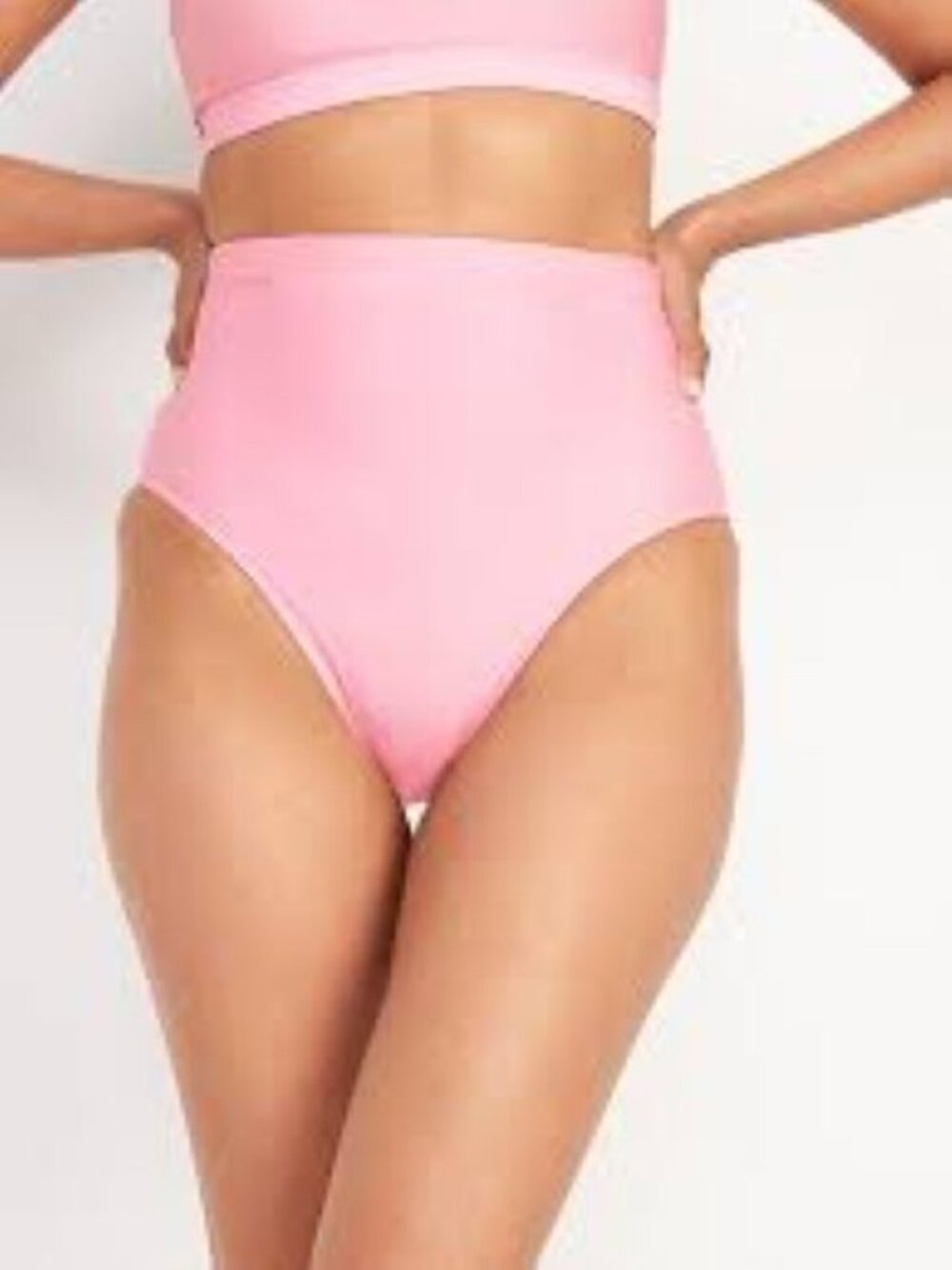 NWT S Old Navy Pink Edge Neon Extra High Waisted French Cut Swim Bikini Bottom